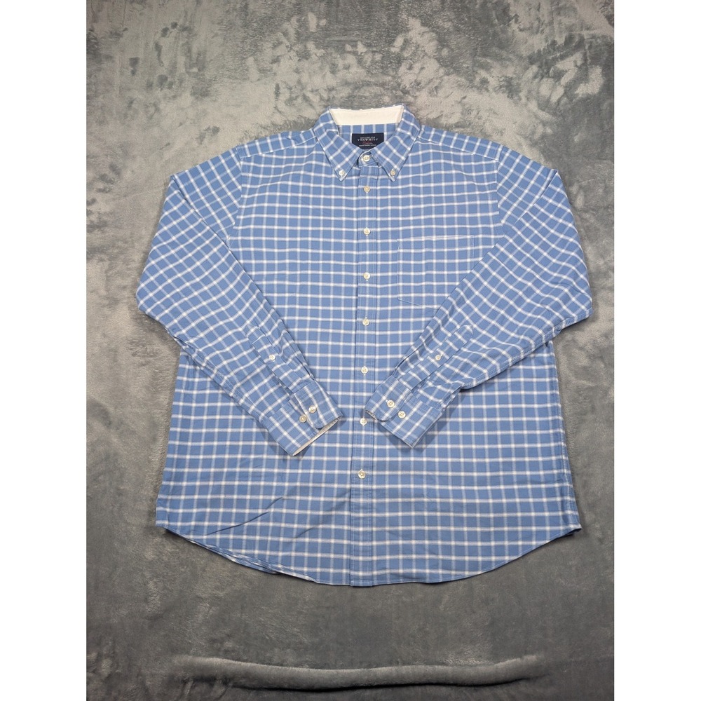 Charles Tyrwhitt Shirt Mens Large Blue Check Flannel Long Sleeve Button Down